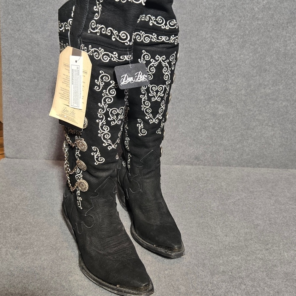 Dan Post Chain Reaction Black and White Leather Boots size 7.5 - Picture 14 of 15